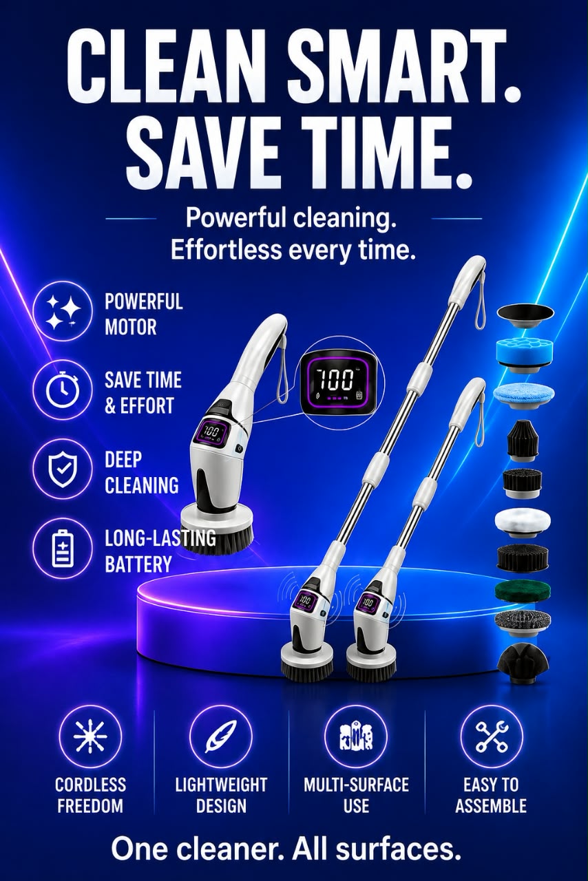 Volas Multifunctional Wireless Electric Cleaning Brush with Voice Prompt
