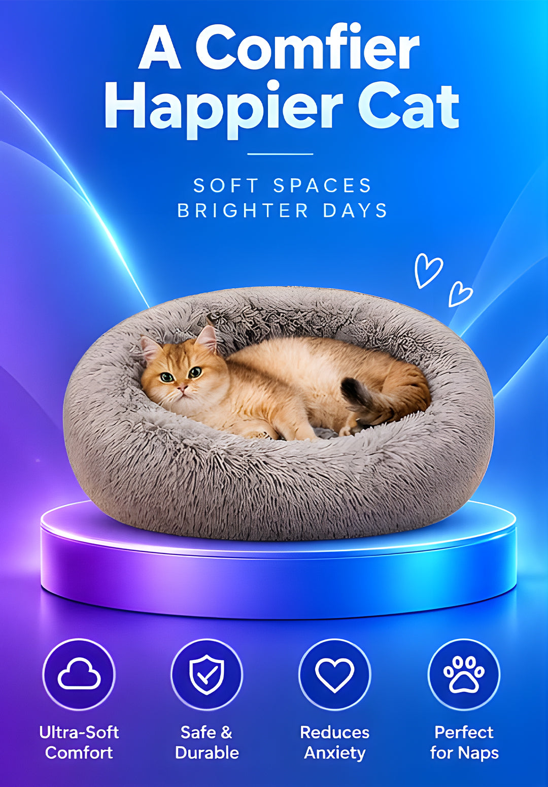 Volas Round Fluffy Plush Pet Bed