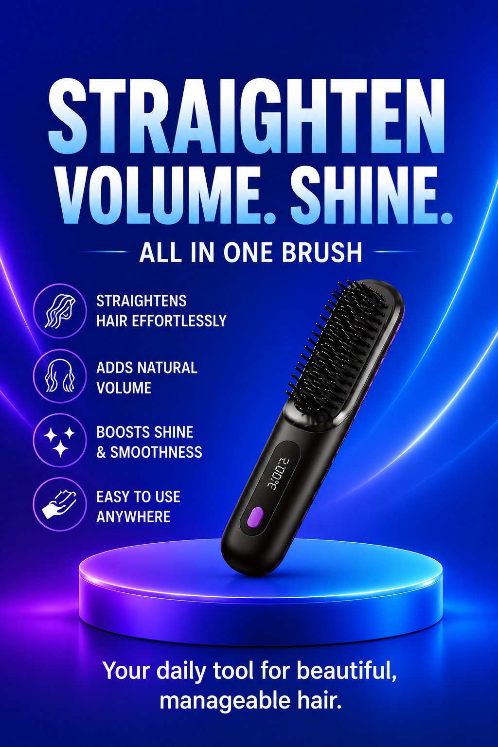Volas Wireless Hair Straightening Comb with Negative Ion Technology