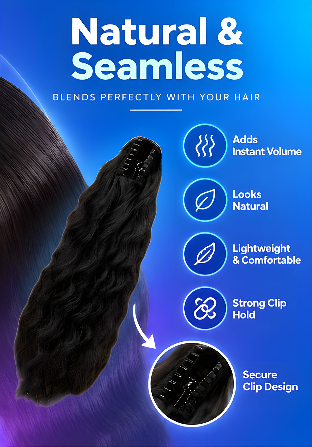 Volas Synthetic Hair Ponytail with Claw Clip