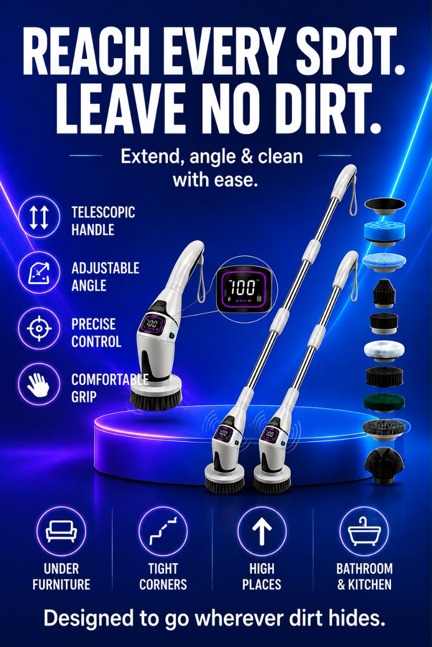 Volas Multifunctional Wireless Electric Cleaning Brush with Voice Prompt