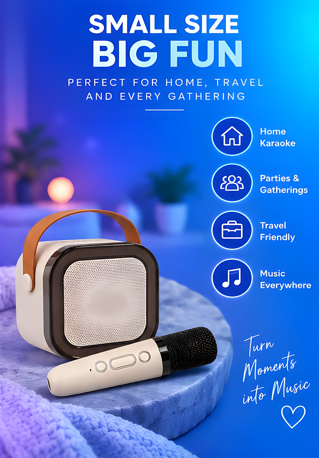 Volas Portable Bluetooth Karaoke Speaker with Microphone
