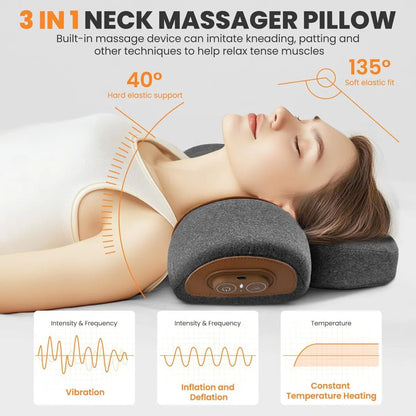 Volas Adjustable Heating Massage Neck Pillow with Memory Foam