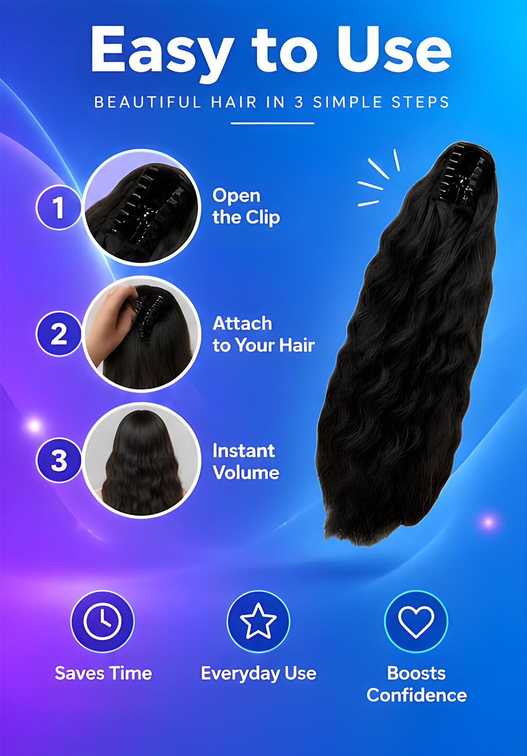 Volas Synthetic Hair Ponytail with Claw Clip