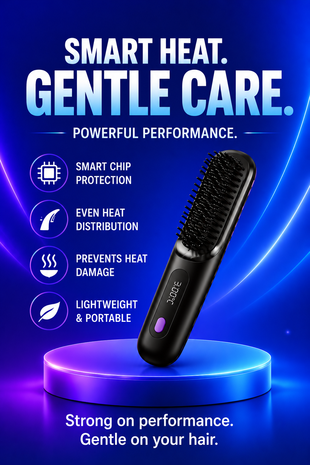 Volas Wireless Hair Straightening Comb with Negative Ion Technology
