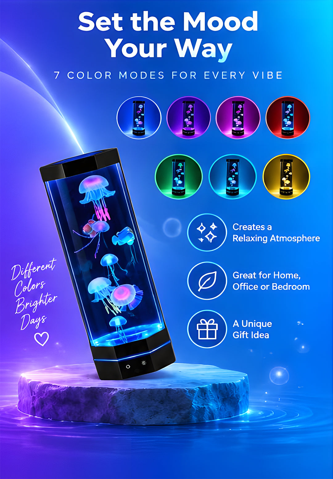 Volas Remote Control Color Changing Jellyfish USB Night Light