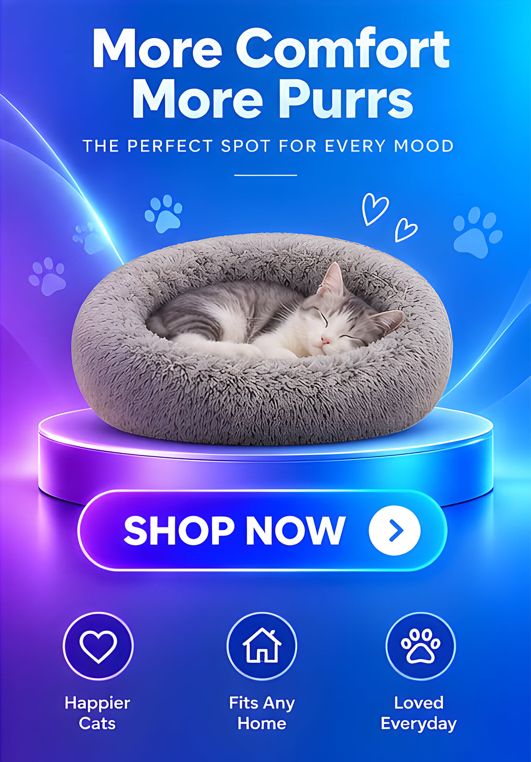 Volas Round Fluffy Plush Pet Bed