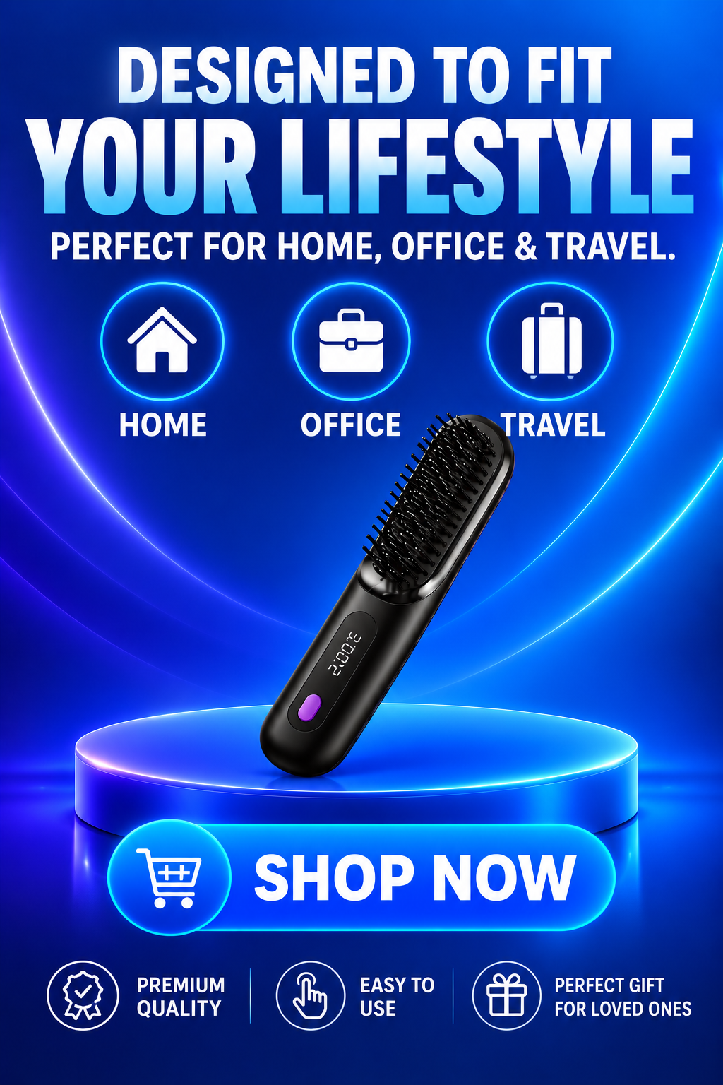 Volas Wireless Hair Straightening Comb with Negative Ion Technology