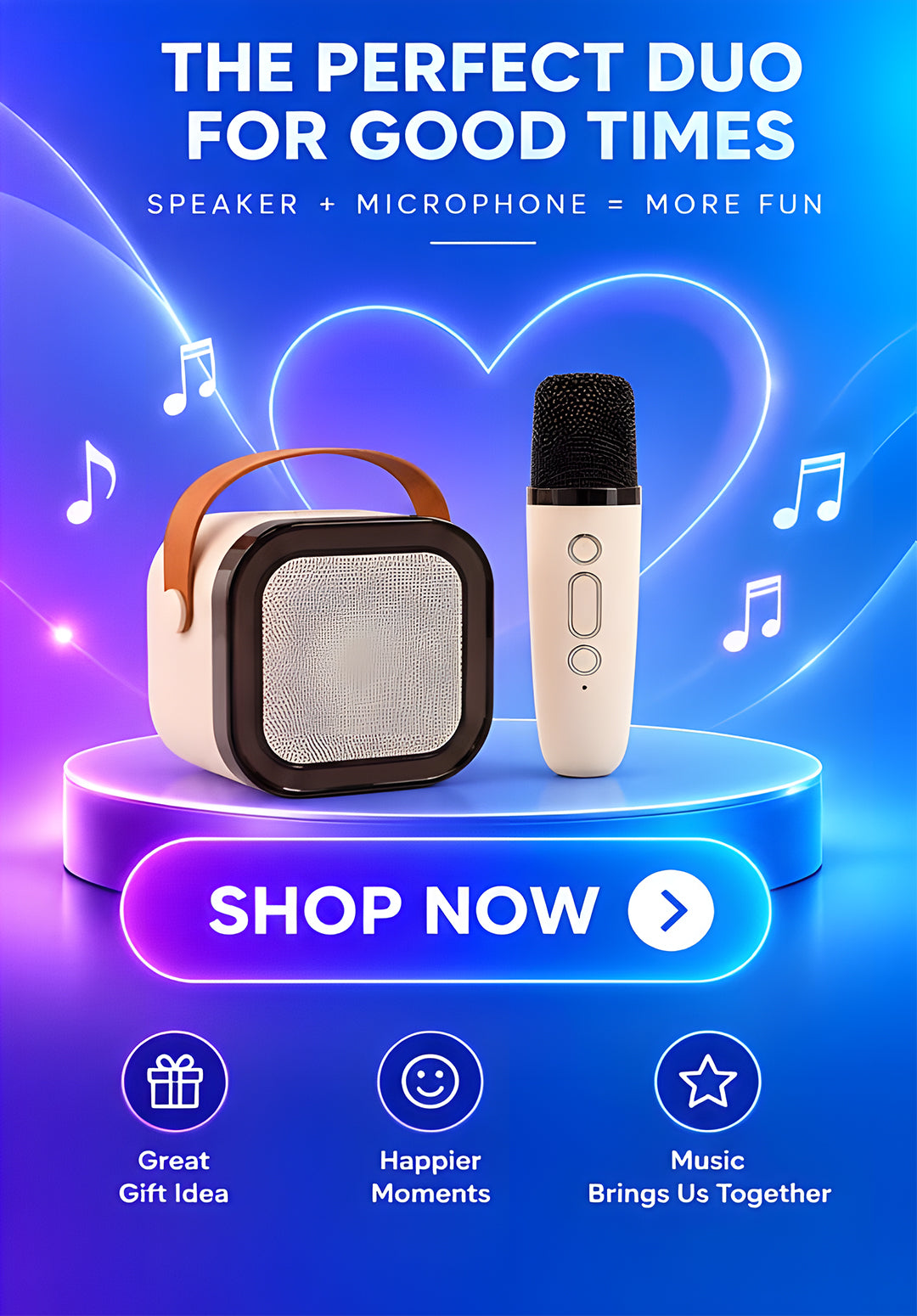 Volas Portable Bluetooth Karaoke Speaker with Microphone