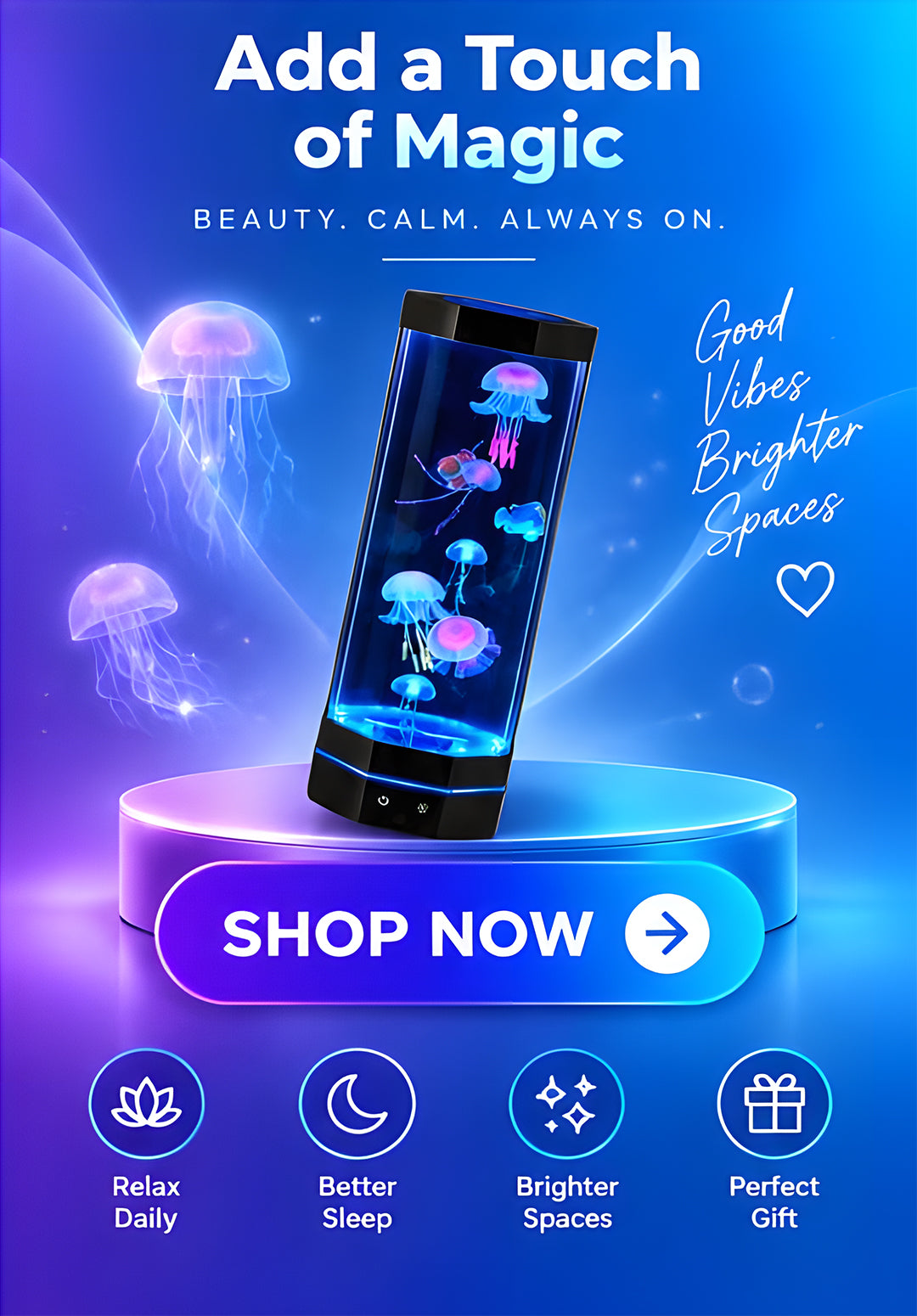 Volas Remote Control Color Changing Jellyfish USB Night Light