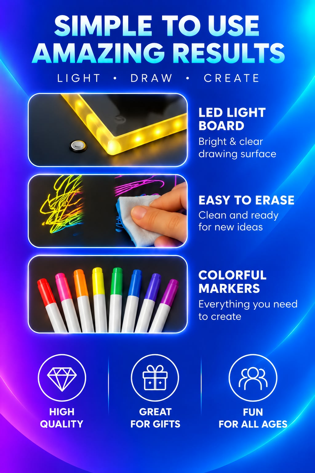 Volas Luminous Drawing Board for Kids