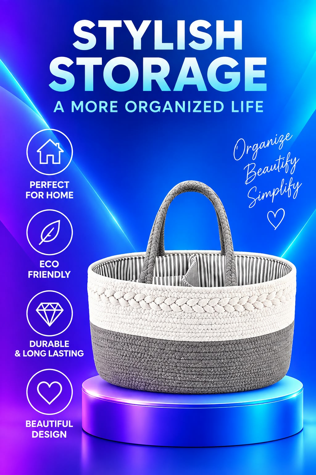 Volas Handwoven Storage Basket with Removable Compartments