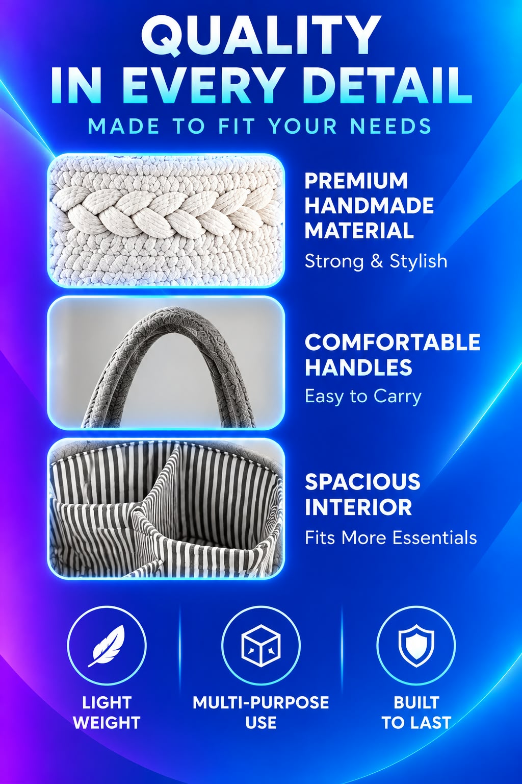 Volas Handwoven Storage Basket with Removable Compartments