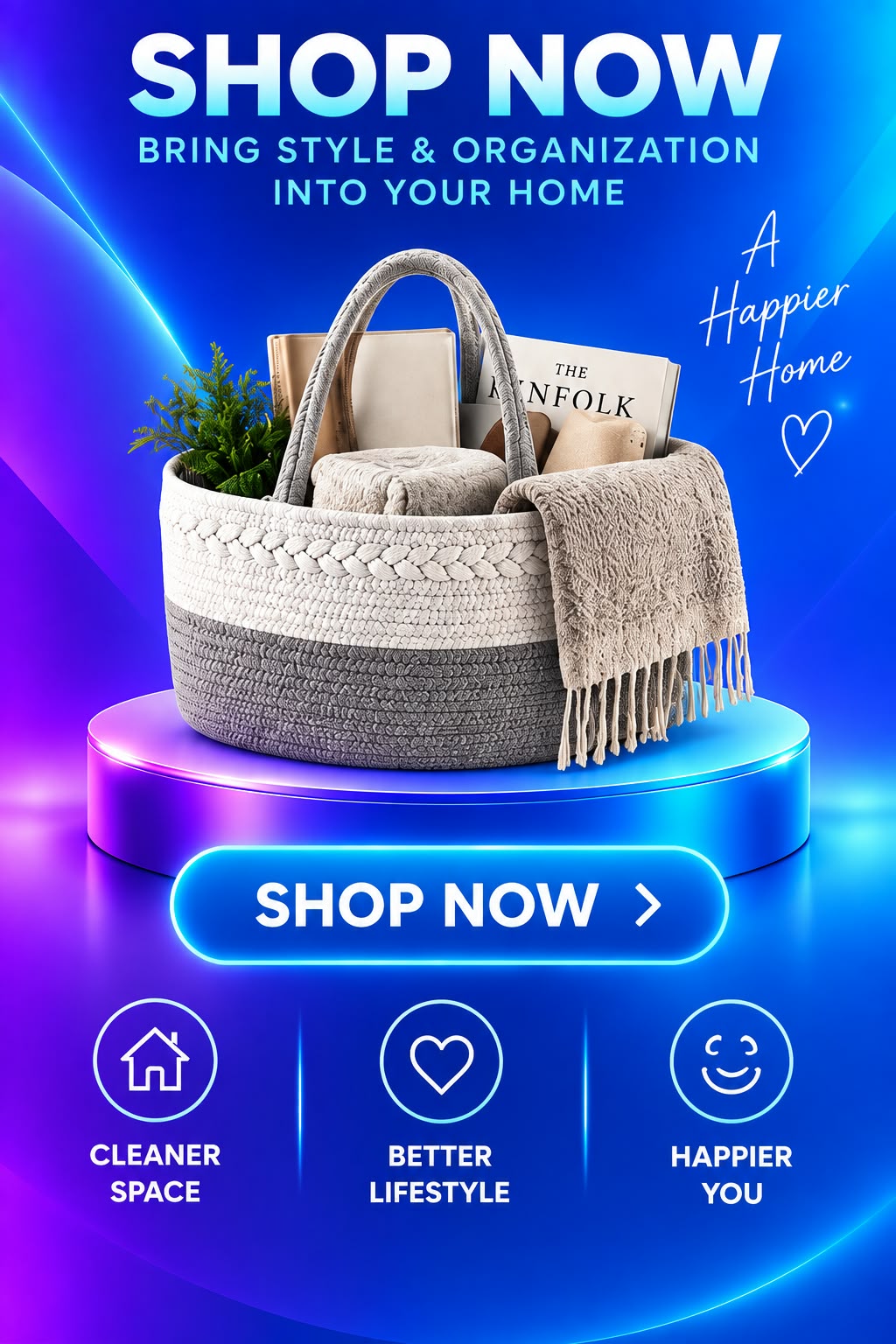 Volas Handwoven Storage Basket with Removable Compartments