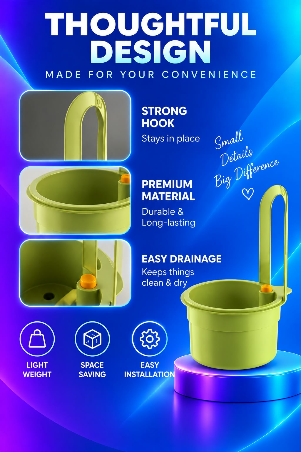 Volas Hanging Sink Drain Basket for Kitchen Use