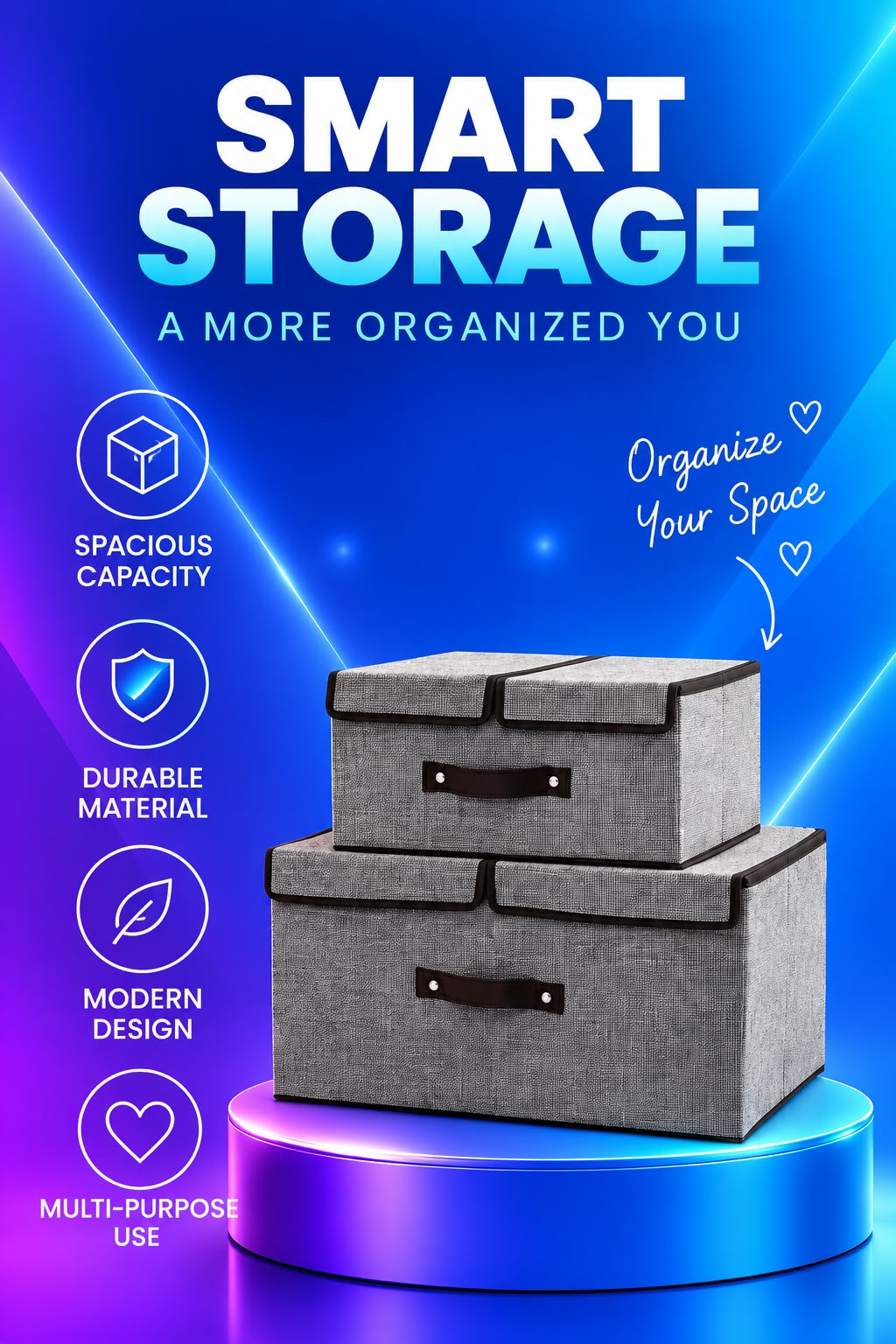 Volas Foldable Fabric Storage Box with Dividers