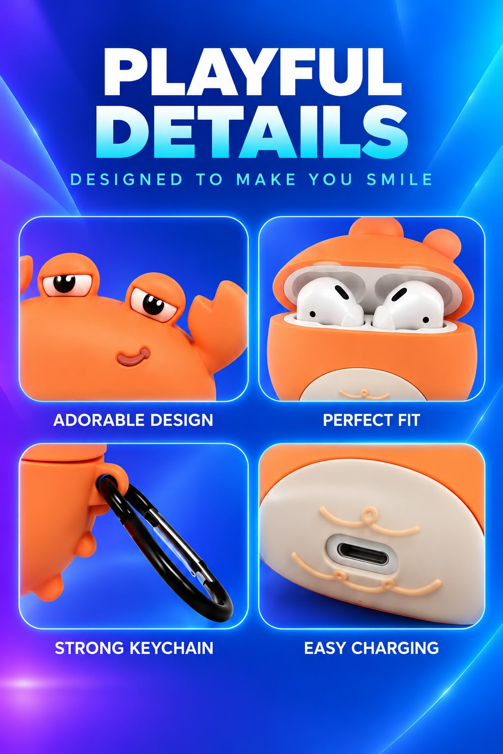 Volas Cartoon Silicone AirPods Case Cover