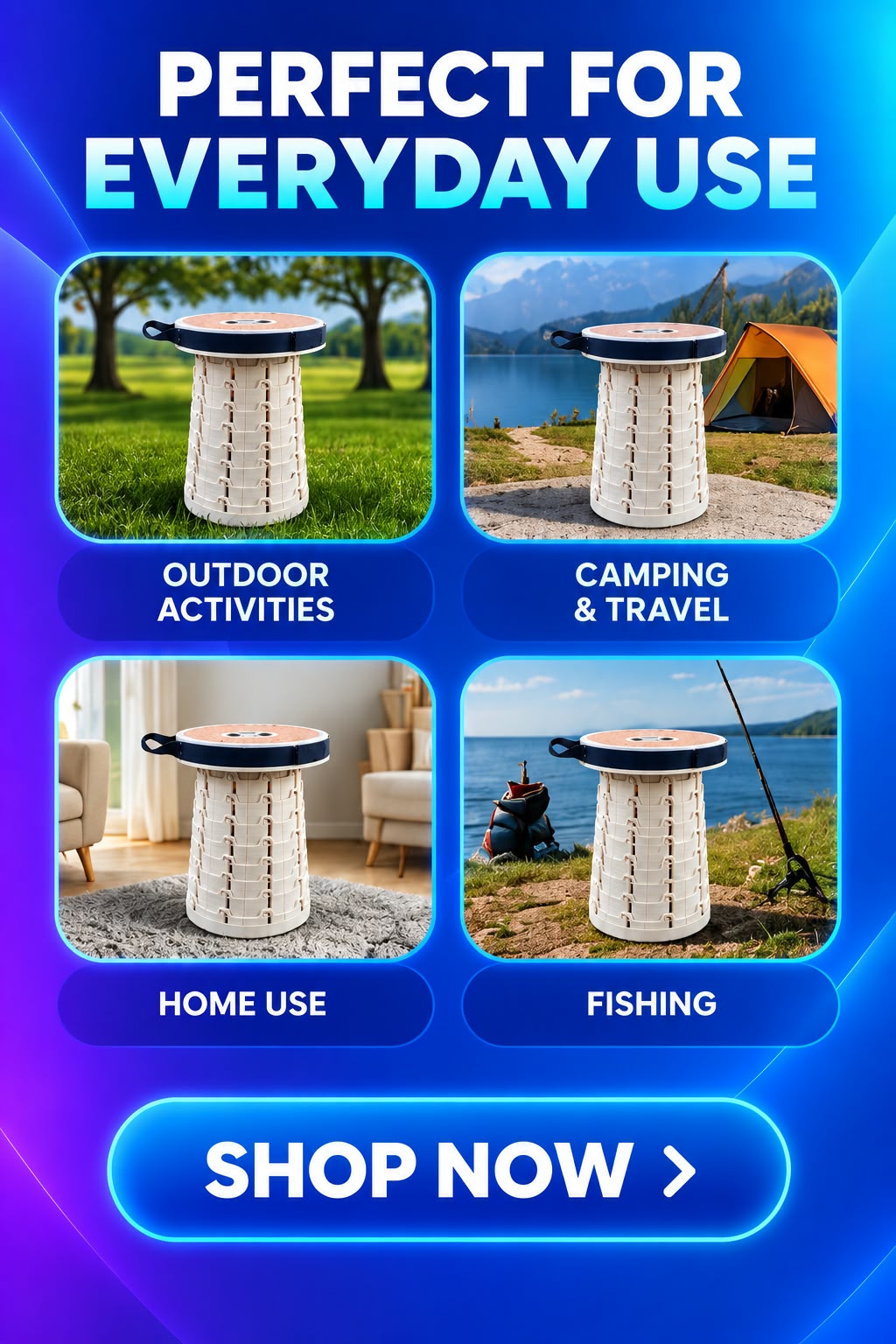 Volas Portable Adjustable Telescopic Folding Stool