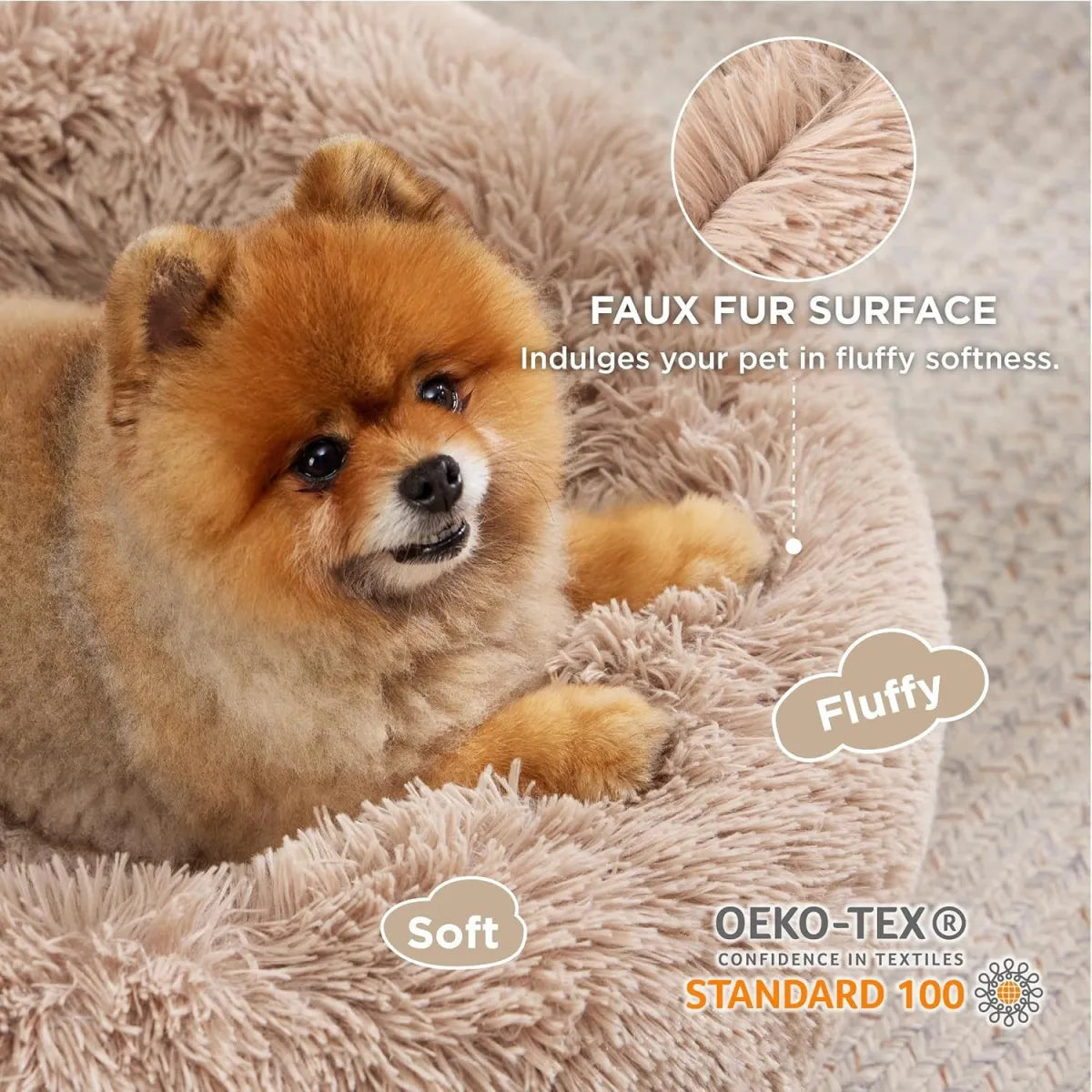 Volas Round Fluffy Plush Pet Bed