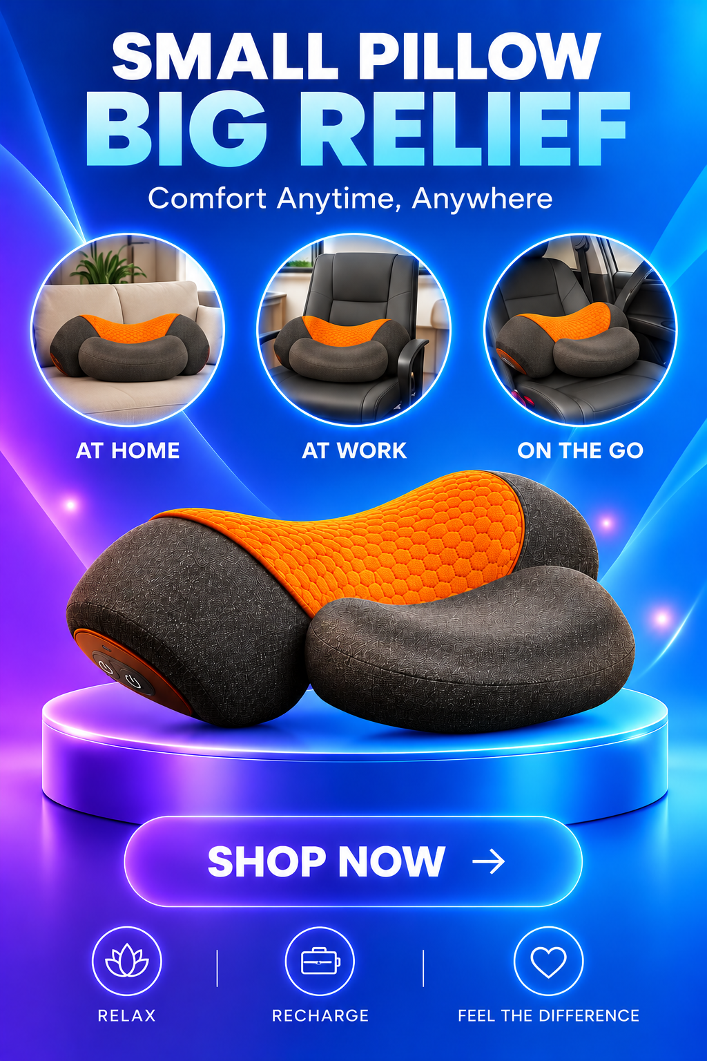 Volas Adjustable Heating Massage Neck Pillow with Memory Foam