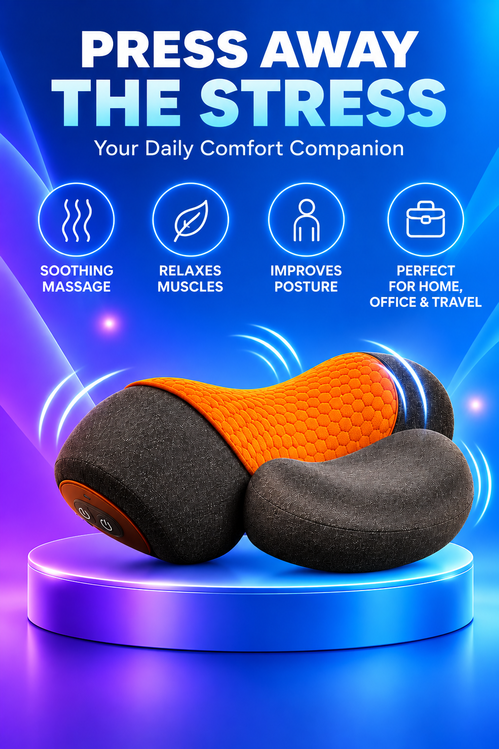 Volas Adjustable Heating Massage Neck Pillow with Memory Foam
